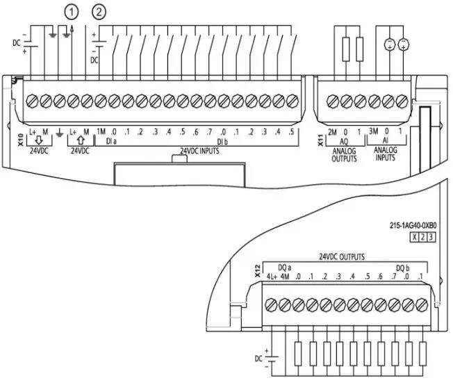 CPU 1215C DC/DC/DC (6ES7 215-1AG40-0XB0)接线图