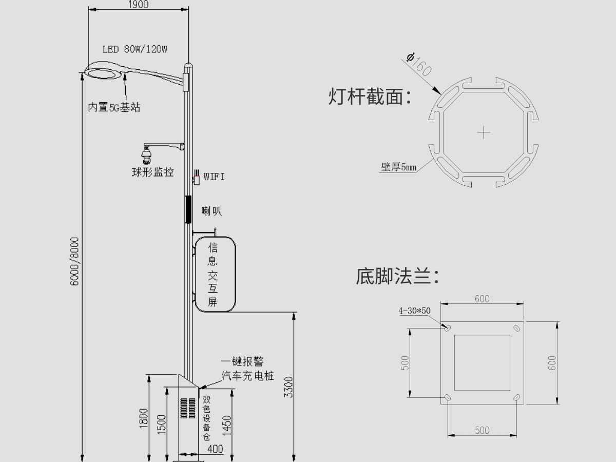 步行街智慧灯杆系统图片